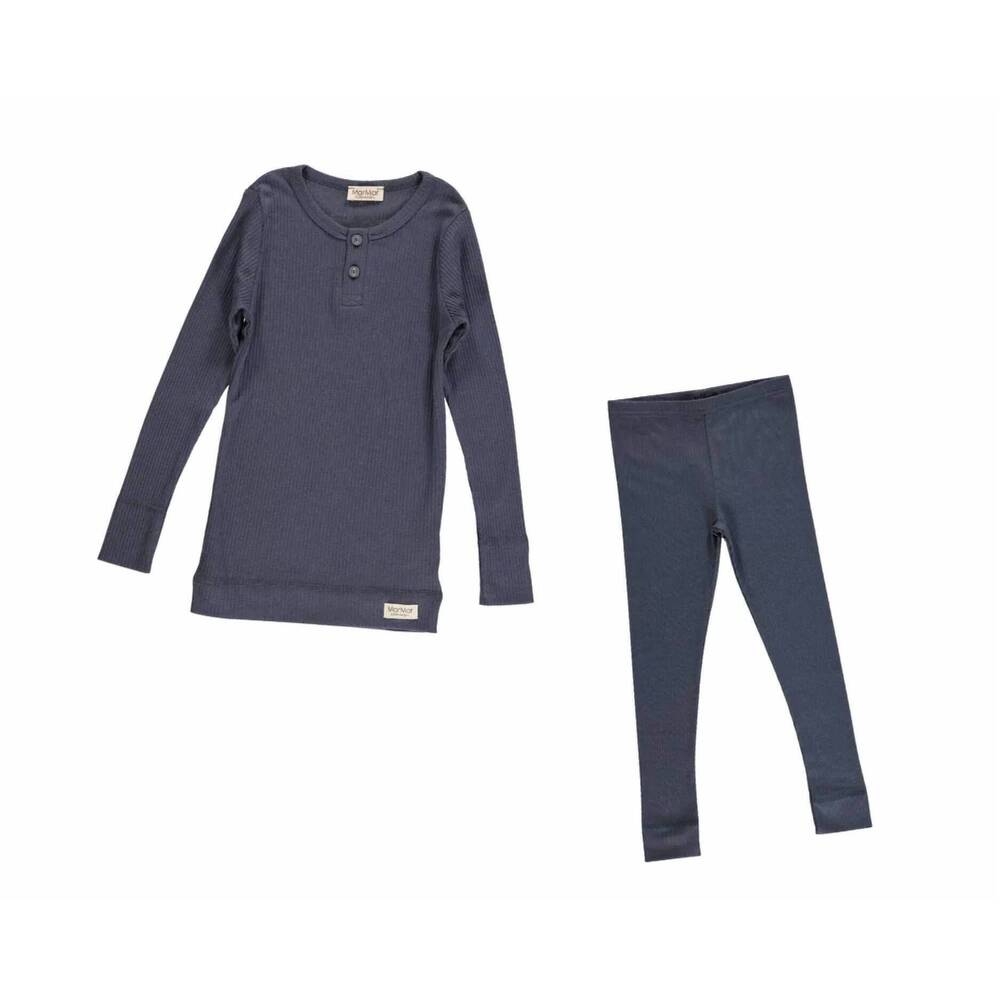 NEW MARMAR COPENHAGEN kid's long sleeve ribbed henley set in navy